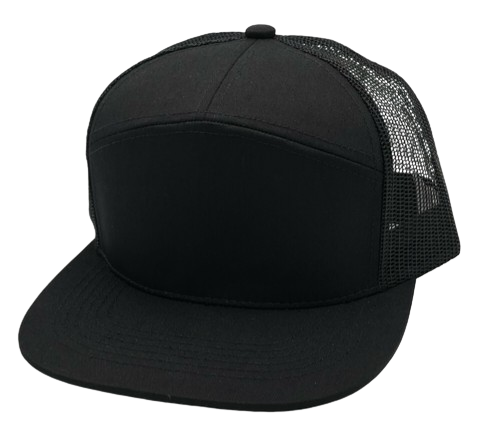 Seven Panel Hat Black