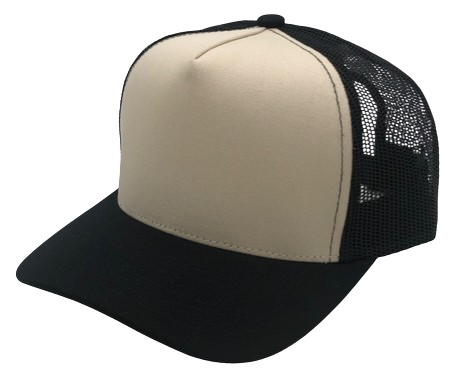 Premium Pro Style Five Panel Mesh Trucker Hat Black/Stone