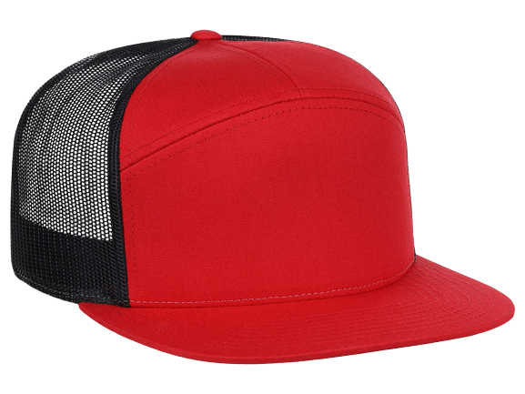 Richardson 168 Red/Black Seven Panel Trucker Hat