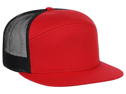 Richardson 168 Red/Black Seven Panel Trucker Hat