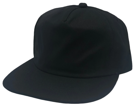 Washed Cotton Black Five Panel Unstructured