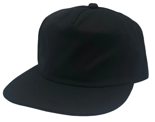 Washed Cotton Black Five Panel Unstructured