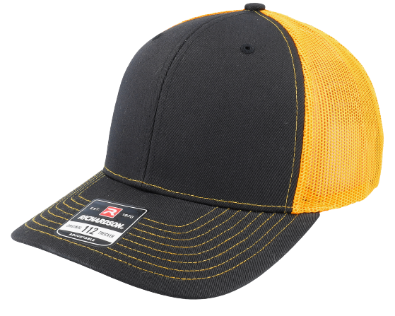 Richardson 112 Black/Yellow Trucker Hat