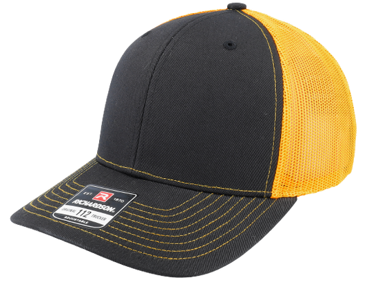 Richardson 112 Black/Yellow Trucker Hat