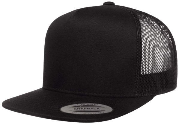 Yupoong 6006 Black 5-Panel Trucker Hat