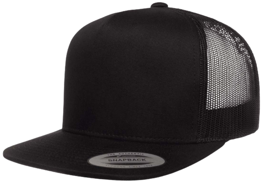 Yupoong 6006 Black 5-Panel Trucker Hat