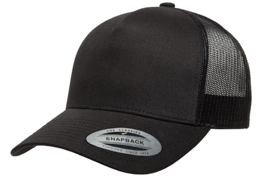 Yupoong 6506 Black 5-Panel Retro Trucker Hat
