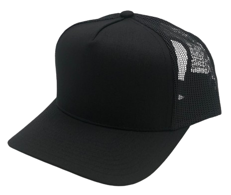 Premium Pro Style Five Panel Mesh Trucker Hat Black